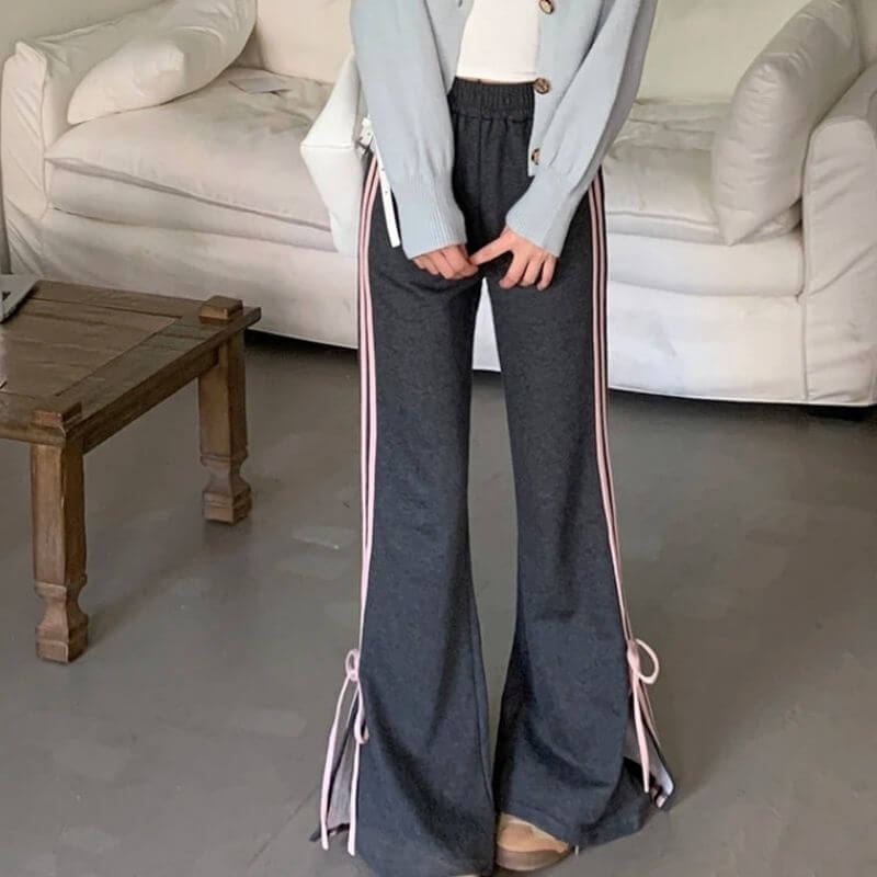 Casual wide training trousers with side ties-DESTINY