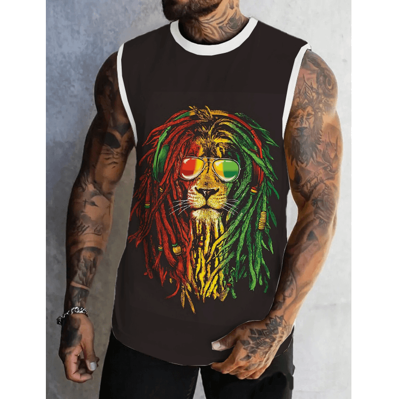 Men's Multicolor Reggae Printed Casual Tank 11543766L-DESTINY