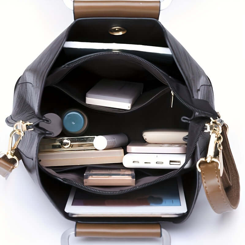 Ava - Elegant two-coloured leather bag-DESTINY