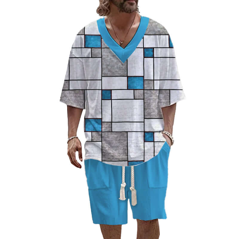 Men's Art Casual Printed Short Sleeve Suit 78298179YY-DESTINY