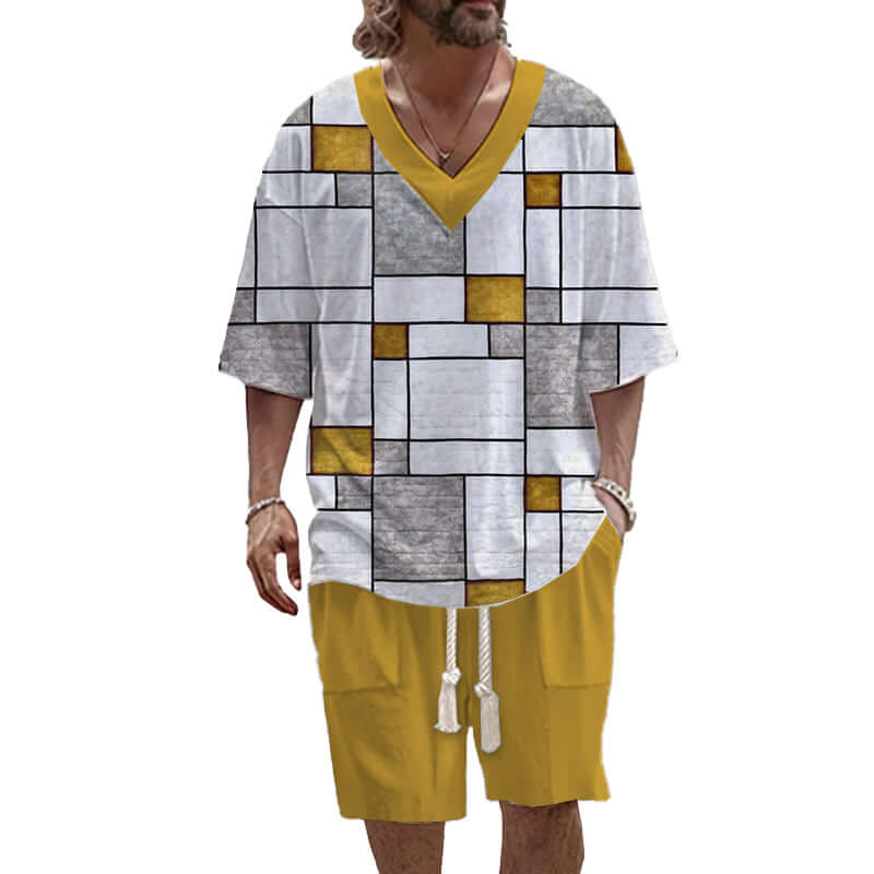 Men's Art Casual Printed Short Sleeve Suit 78298179YY-DESTINY