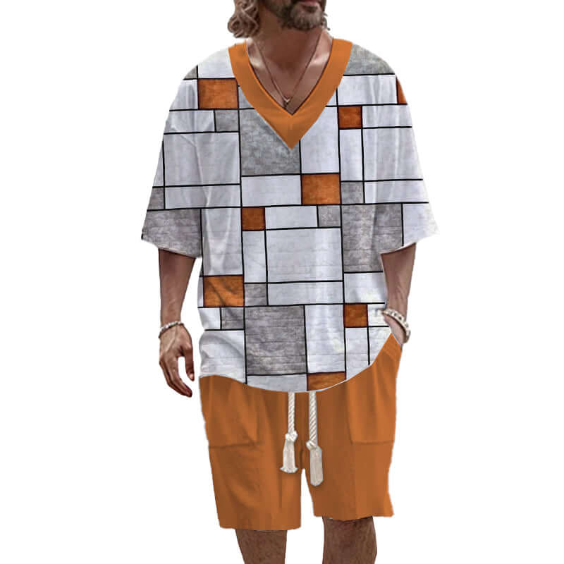 Men's Art Casual Printed Short Sleeve Suit 78298179YY-DESTINY