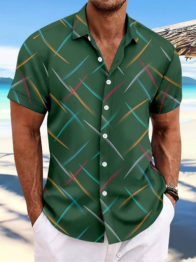 Adam – short-sleeved button-down shirt with a fashionable print-DESTINY