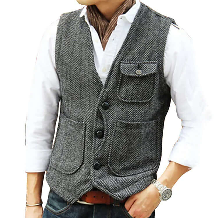 Alessandro - Men's suit cashmere-like single-breasted waistcoat-DESTINY