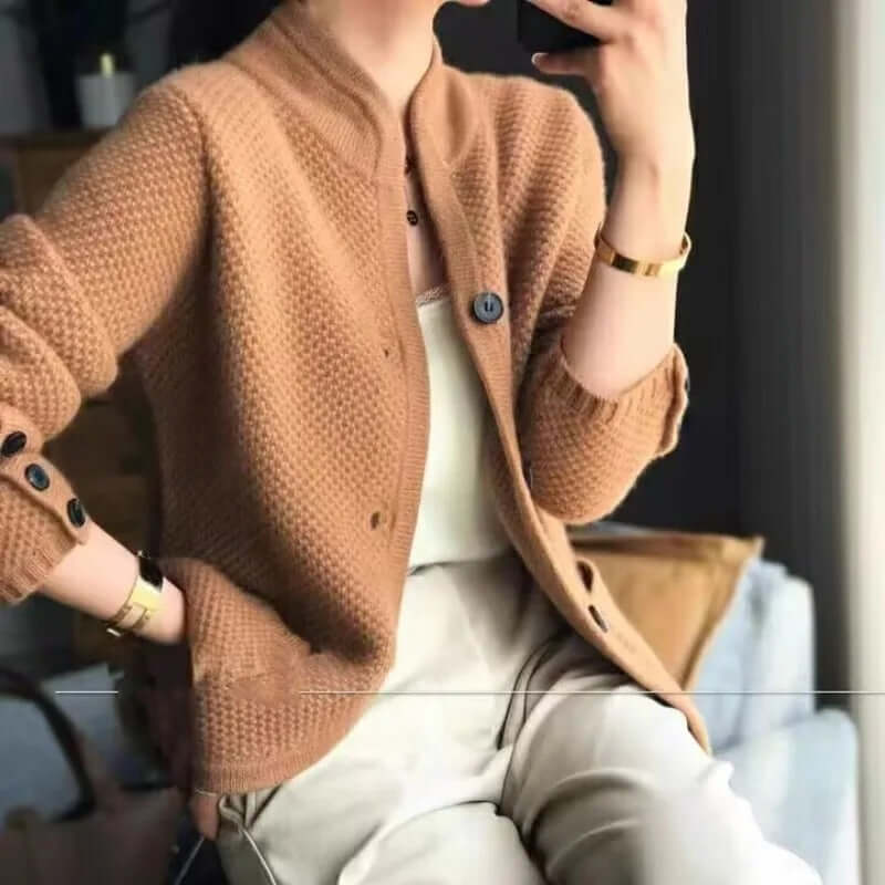 Women's wool-like thick sweater jacket-DESTINY