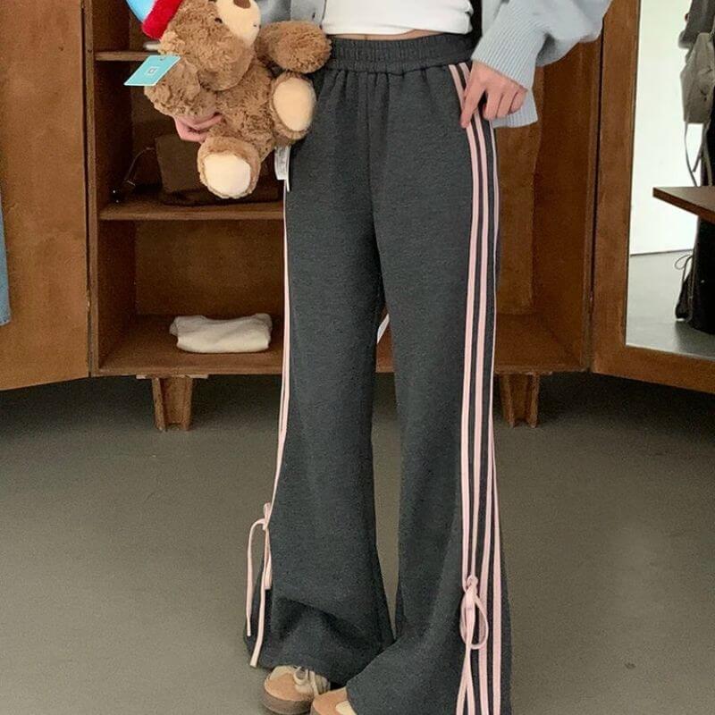 Casual wide training trousers with side ties-DESTINY