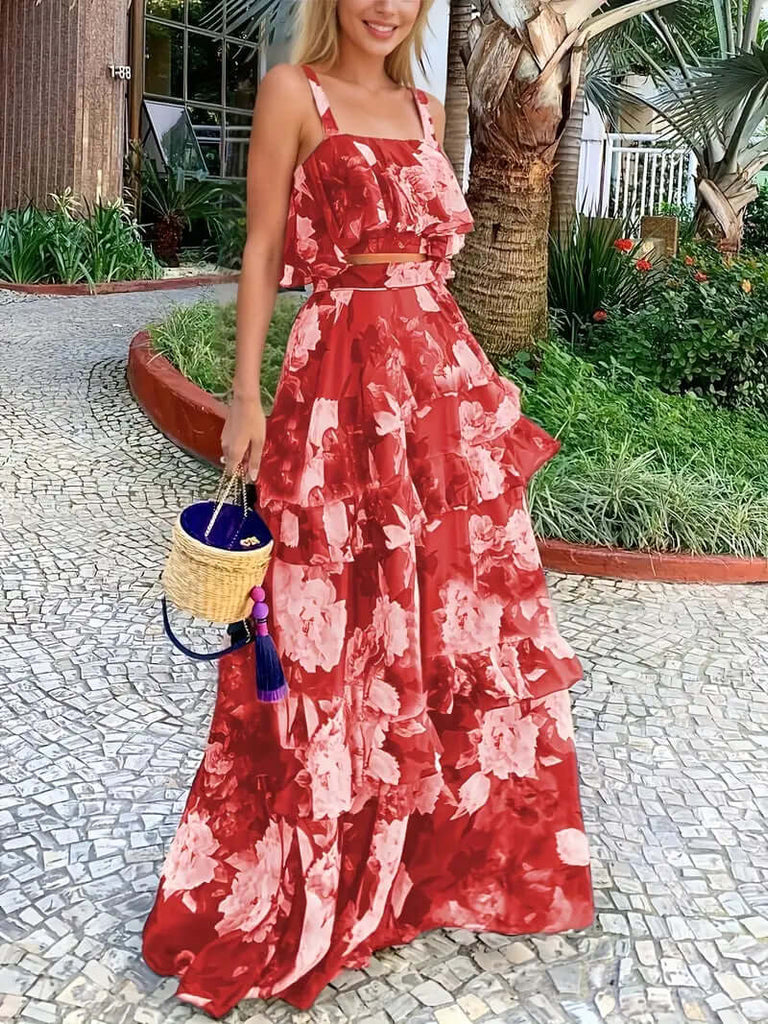 Washed tank top and layered skirt outfit-DESTINY