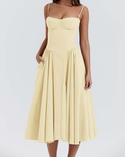Victoria | Sleeveless midi dress with corset fit - Attractive fit-DESTINY