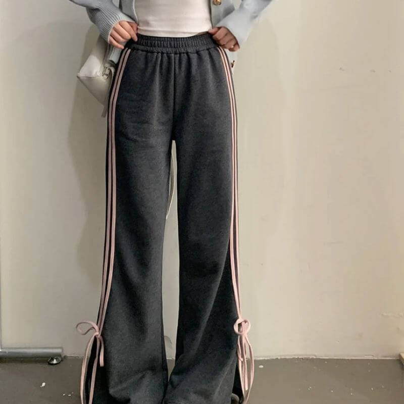 Casual wide training trousers with side ties-DESTINY