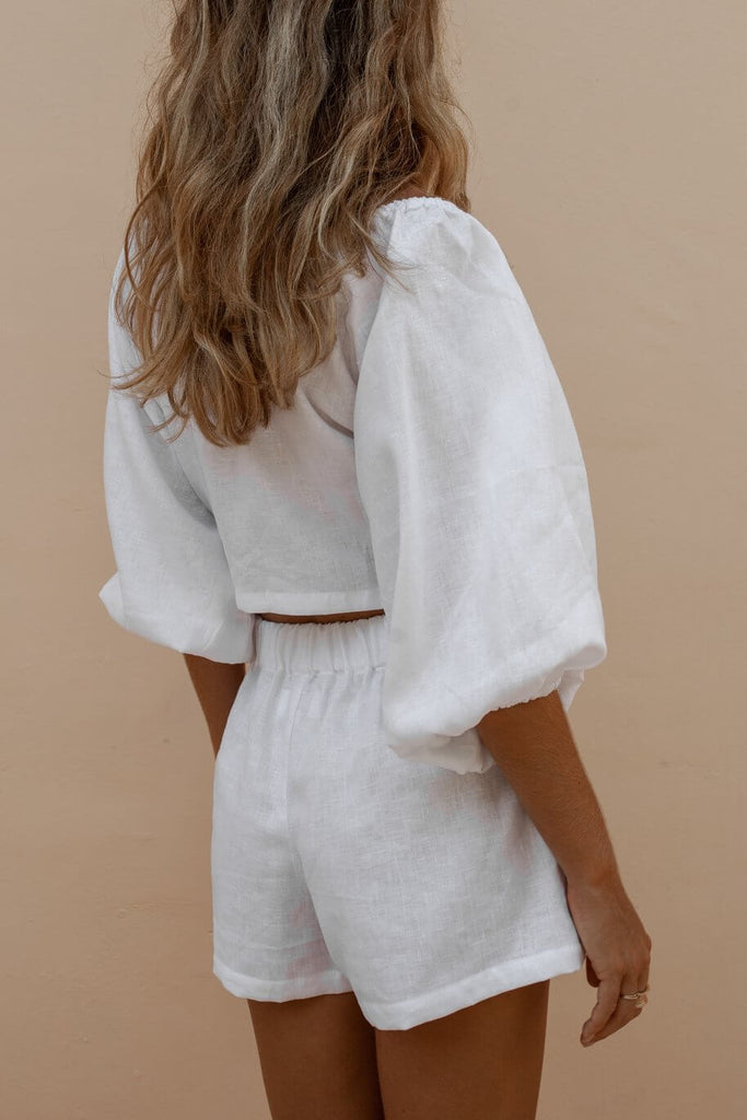 Front Lace-Up With Ruffled Pants Set-DESTINY