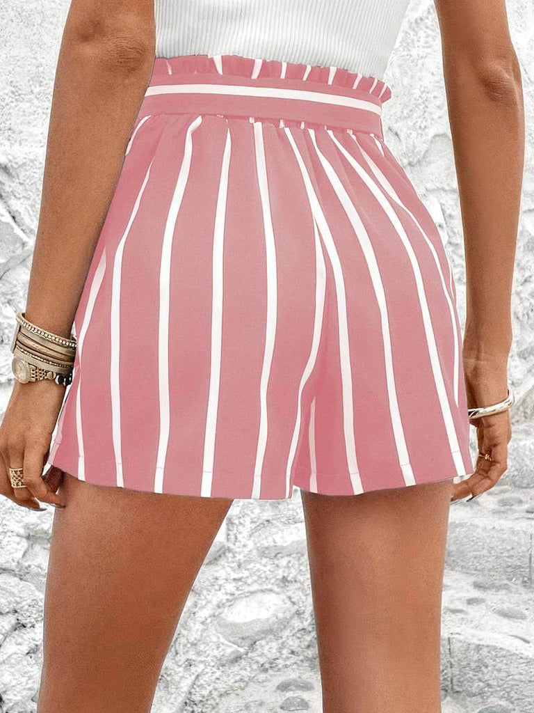 Striped Shorts With Waistband For Summer Days-DESTINY