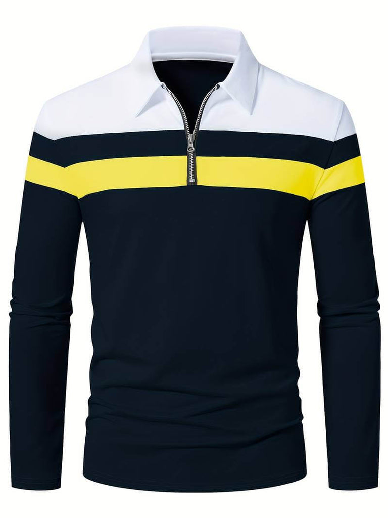 Ethan long sleeve zip polo shirt-DESTINY