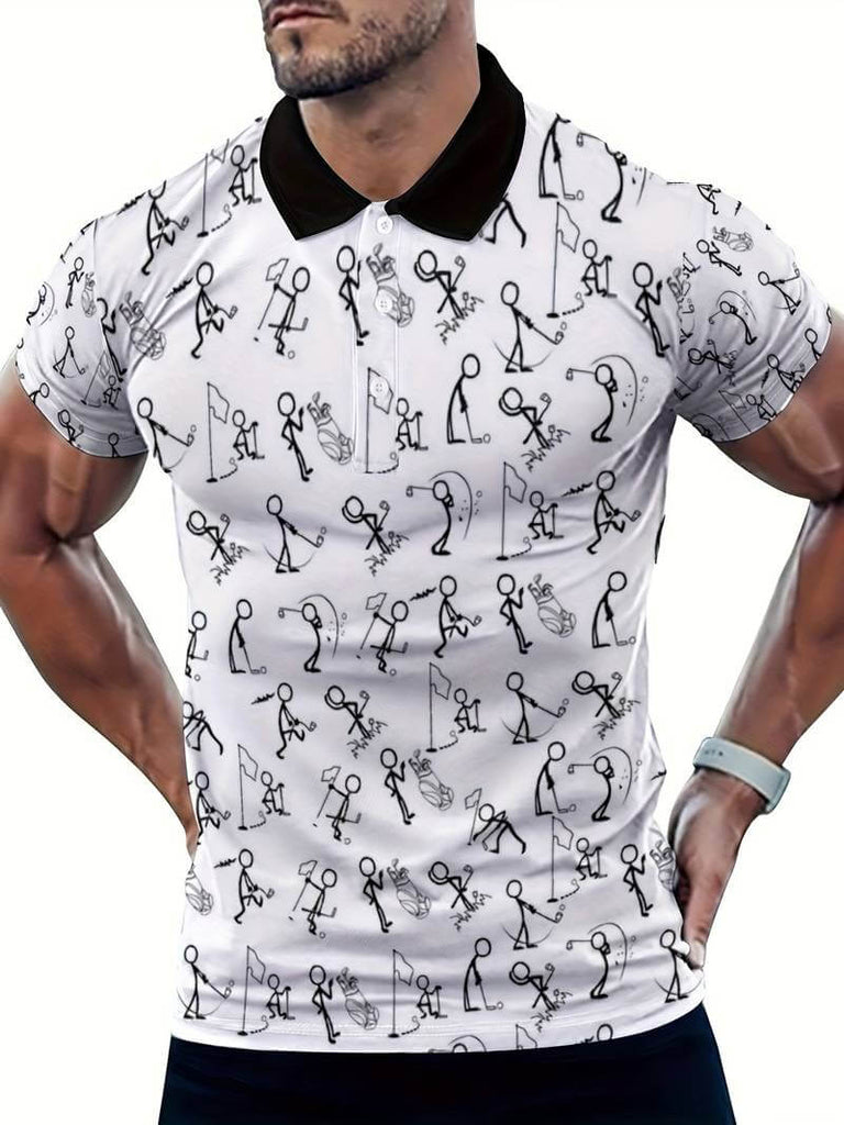 Henry t-shirt with stick figure graphic print-DESTINY