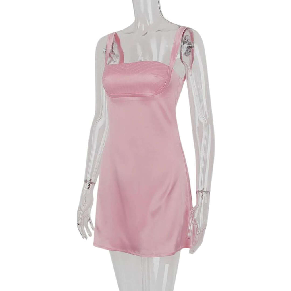 Gabriella - Simple A-line mini dress with square neckline-DESTINY