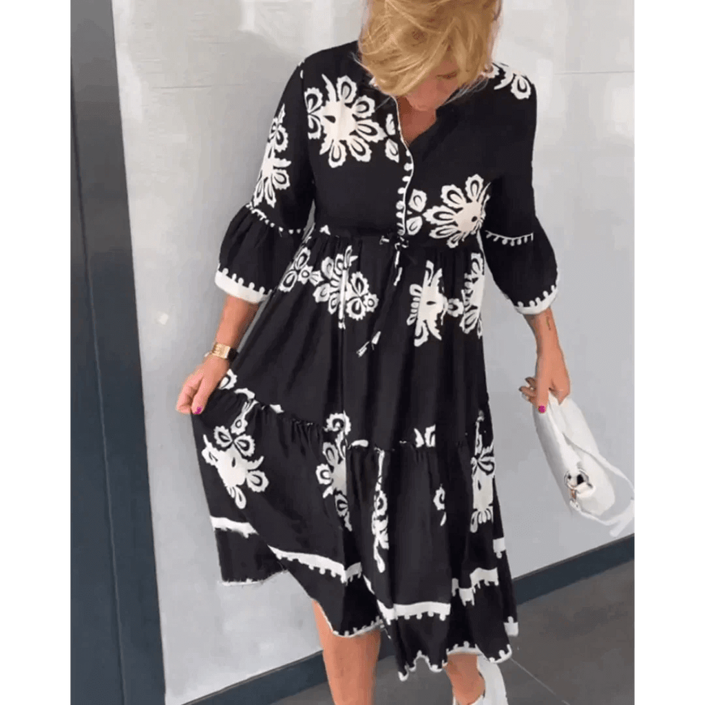 Aiza - Floral dress with 3/4 sleeves-DESTINY