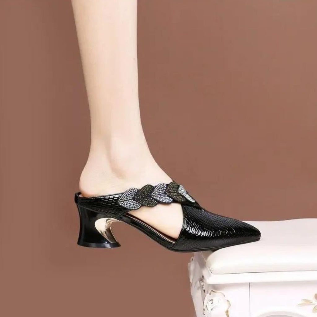 Lace mules with braided strap detail-DESTINY