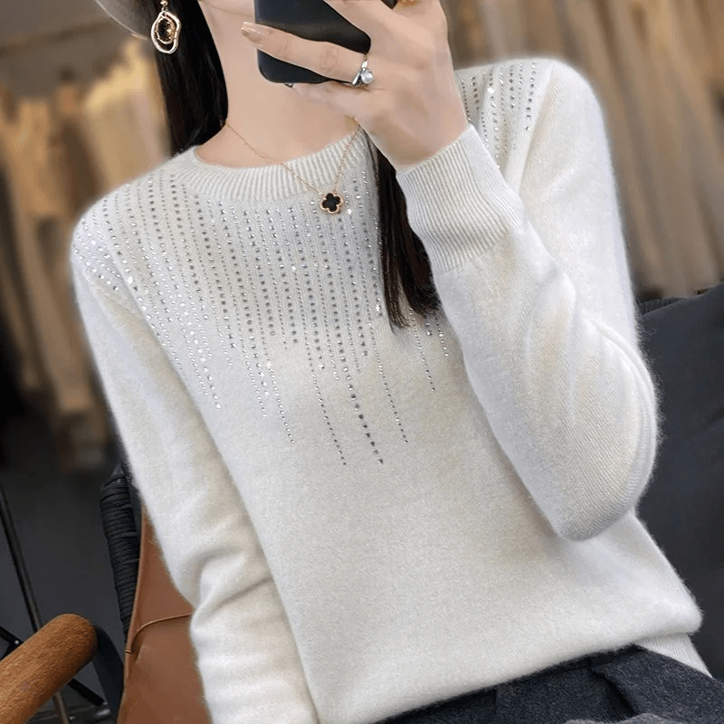 Soft Knitted Ladies Sweater with Sparkling Details-DESTINY