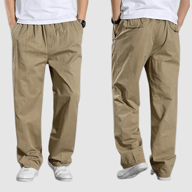 Frederick - Elastic Waist Straight Men's Cargo Trousers-DESTINY