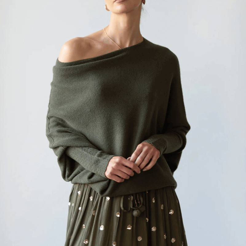 Comfy Sweater with elegant trim at the shoulder-DESTINY