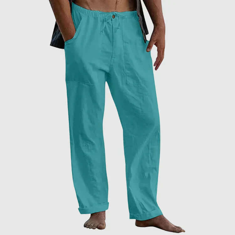 Filip - Linen beach trousers for men, loose fit-DESTINY