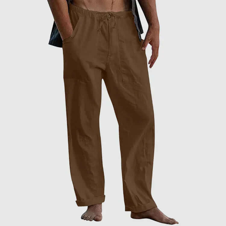 Filip - Linen beach trousers for men, loose fit-DESTINY
