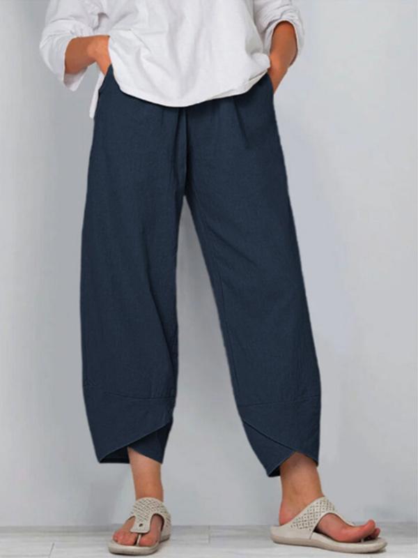 Women's loose cotton elastic waist wide-leg pants-DESTINY