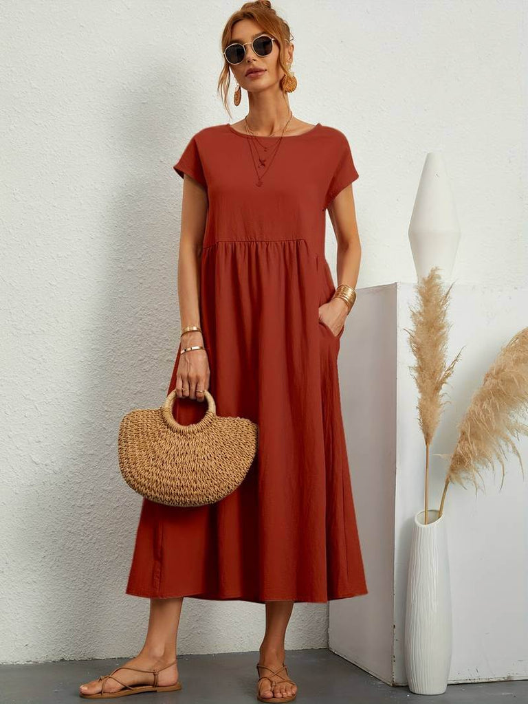 Solena - Casual, loose summer dress with pockets-DESTINY
