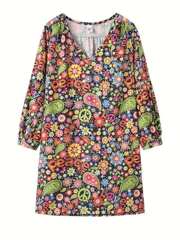 Gaila - Floral dress with V-neckline-DESTINY