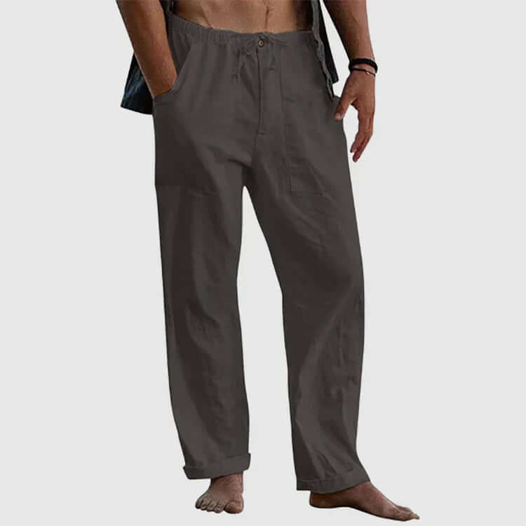 Filip - Linen beach trousers for men, loose fit-DESTINY