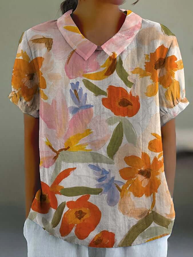 Women's Art Floral Vintage Casual Shirt-DESTINY