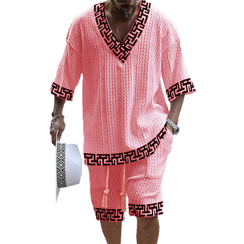 MEN'S ART CASUAL PRINT SHORTS SET 01983884YM-DESTINY