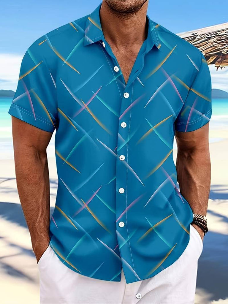Adam – short-sleeved button-down shirt with a fashionable print-DESTINY