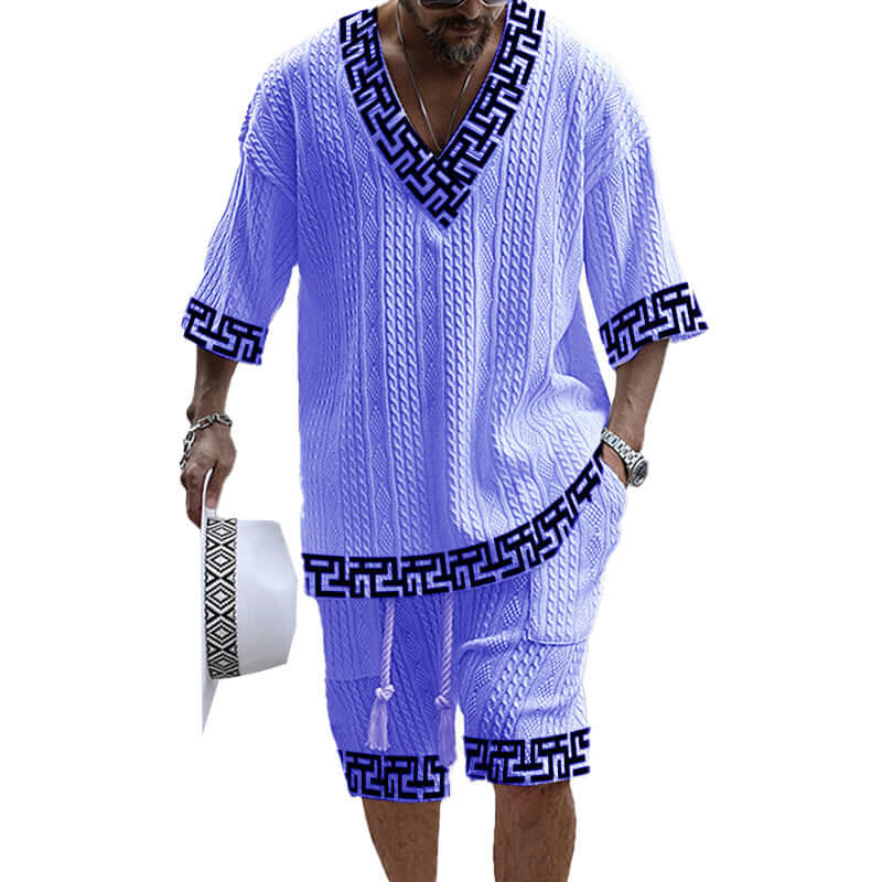 MEN'S ART CASUAL PRINT SHORTS SET 01983884YM-DESTINY