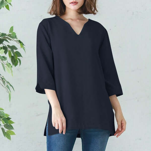 Casual V-neck Cotton Shirt-DESTINY