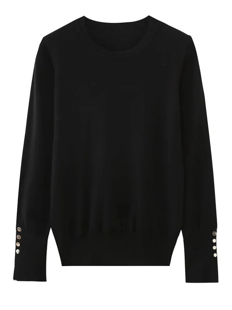 Fashionable Women's Sweater With Button Detail-DESTINY