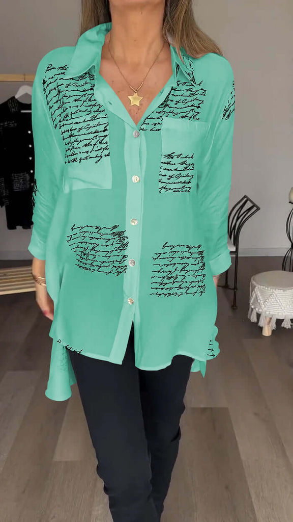 Agnes - Lapel shirt with letter print-DESTINY
