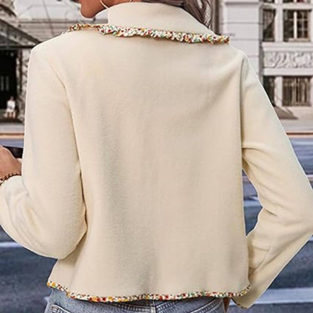 Rena - Button jacket with tweed trim and pearl details-DESTINY