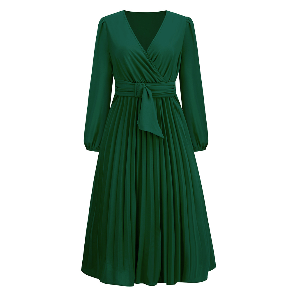 Ethereal - Pleated midi dress with belt-DESTINY