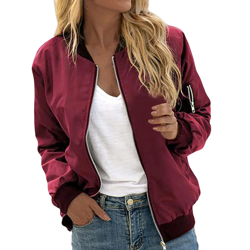 Lightweight bomber jacket with zip - Comfortable and versatile - Perfect for chilly days-DESTINY