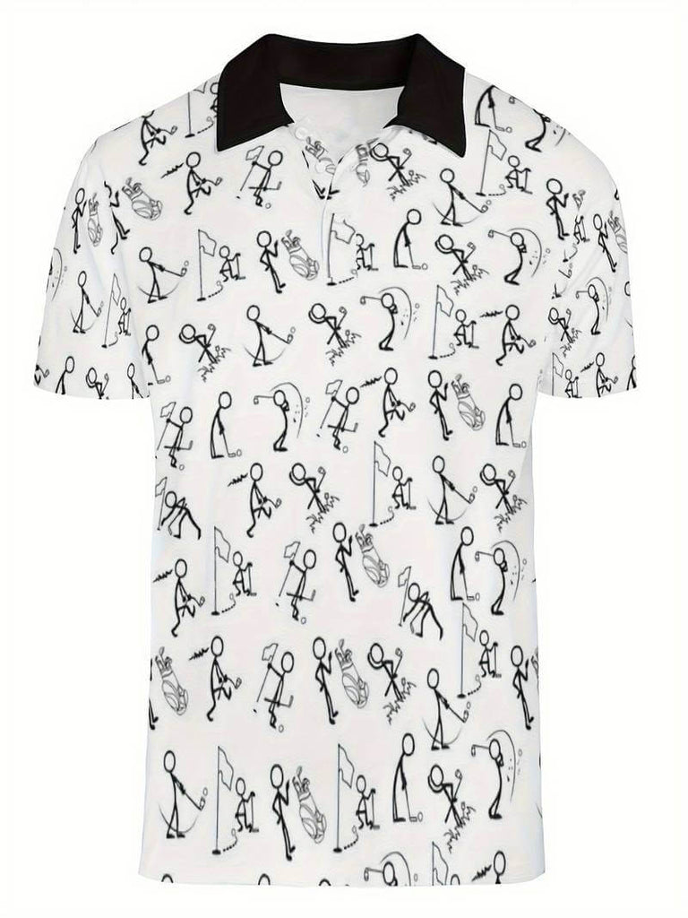 Henry t-shirt with stick figure graphic print-DESTINY