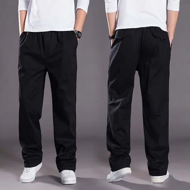Frederick - Elastic Waist Straight Men's Cargo Trousers-DESTINY