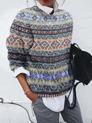 Geometric patterned jumper in vintage style-DESTINY