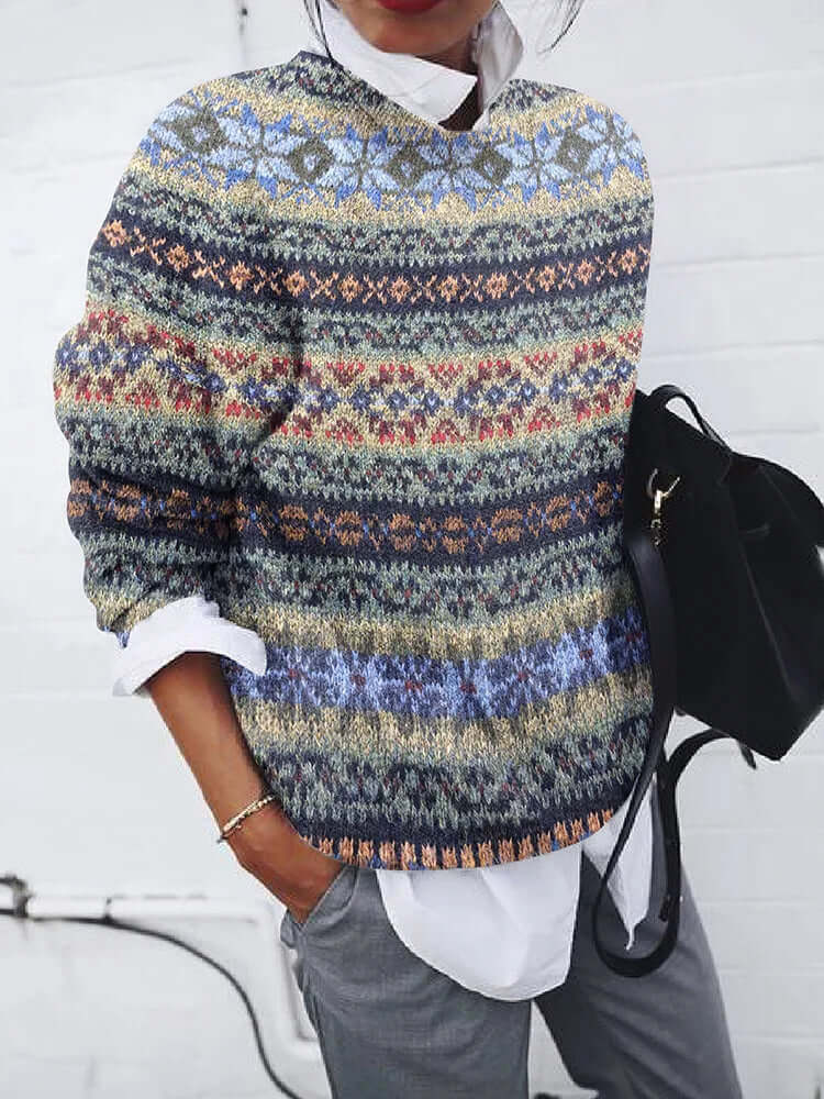Geometric patterned jumper in vintage style-DESTINY