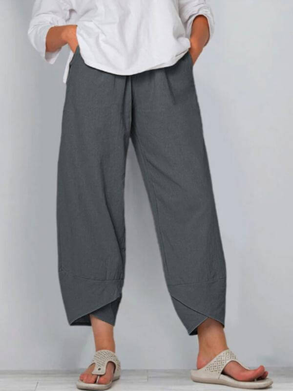 Women's loose cotton elastic waist wide-leg pants-DESTINY