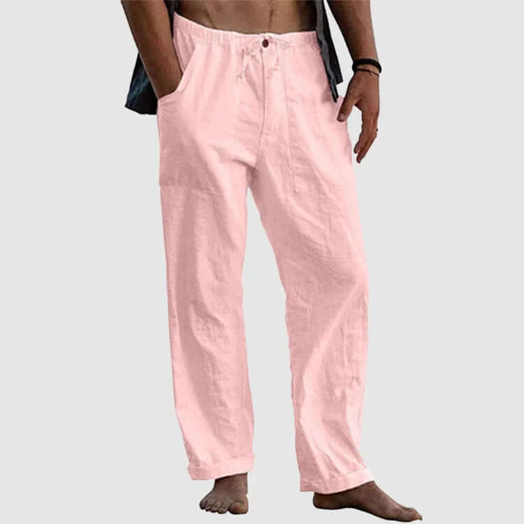 Filip - Linen beach trousers for men, loose fit-DESTINY