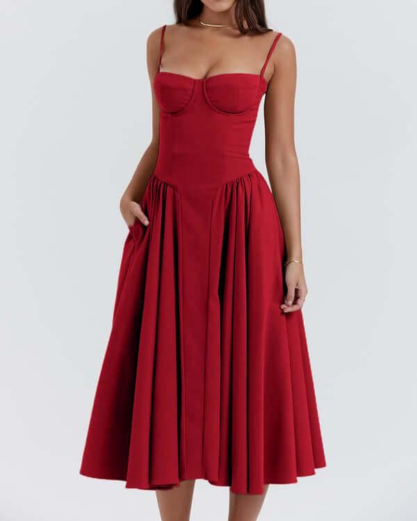 Victoria | Sleeveless midi dress with corset fit - Attractive fit-DESTINY