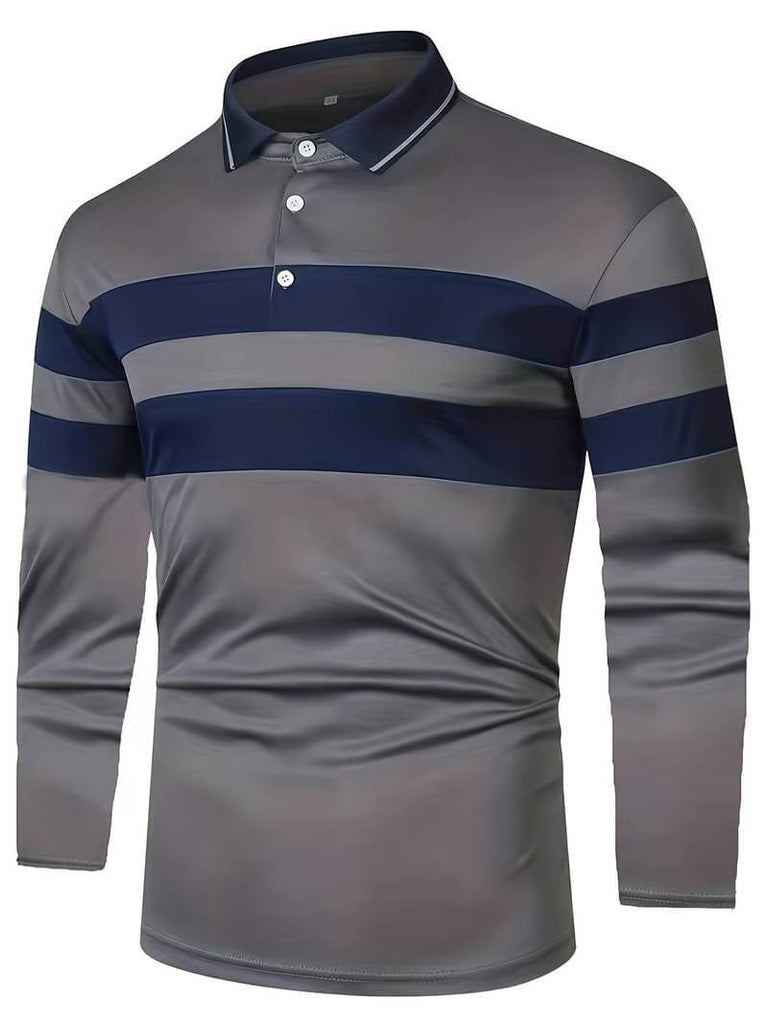 Christopher – casual color block long sleeve shirt-DESTINY