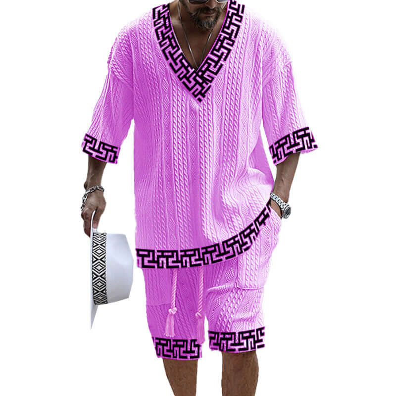 MEN'S ART CASUAL PRINT SHORTS SET 01983884YM-DESTINY