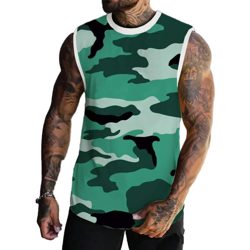Men's Spring/Summer Printed Regular Fit Crew Neck Vest 11567669YM-DESTINY