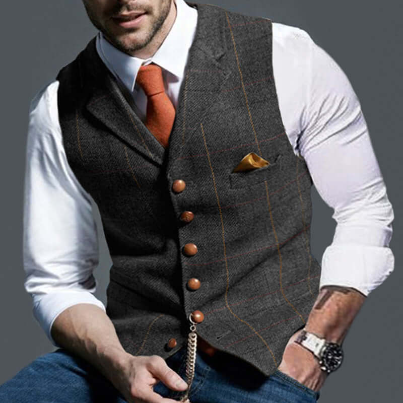 Fidel - Sleeveless men's waistcoat with classic turn-up sleeves-DESTINY